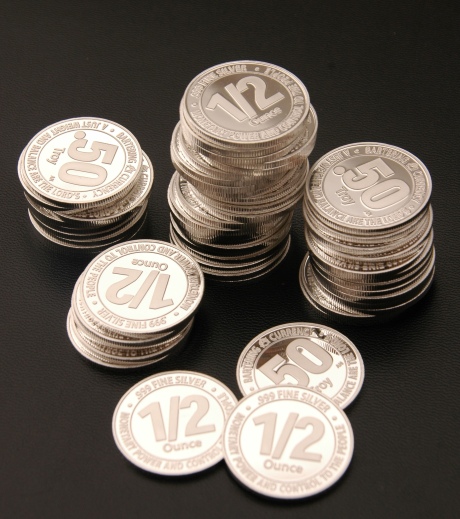 A Stack of Proof Condition Silver 1/2-oz Bartering Currency Coins